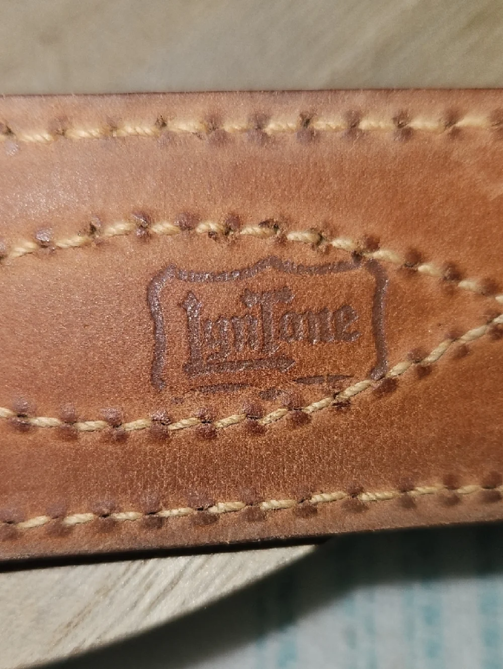 Lyntone Kids Dark Brown Embroidered Leather Belt with Buckle